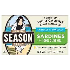 Like seasons, the sardines are caught wild in morocco and packed in the 3.75 oz can size with about three to four pieces of fish per can. Season Skinless Boneless Sardines In Olive Oil 6 Count Costco