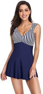 Miyang Women S One Piece High Waist Printing Swim Dress Padded Swimwear At Amazon Women S Clothing Store Swim Dress Padded Swimwear Fashion