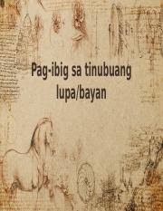 Bayang barrios, lani misalucha & noel cabangon. 7 Pag Ibig Sa Tinubuang Lupax Pag Ibig Sa Tinubuang Lupa Bayan Andres Bonifacio U2022 Andres Bonifacio Was Born On In A Small Hut At Calle Course Hero