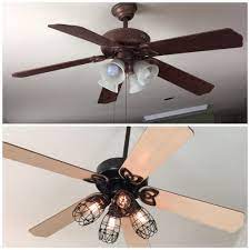 Kohree metal bulb guard lamp cage, for pendant light, lamp holder, ceiling fan light bulb covers vintage open. Diy Ceiling Fan Makeover Add Cage Bulb Guards And Edison Bulbs John Took Fan Down And I Spray Painted Fan To Ceiling Fan Makeover Ceiling Fan Diy Diy Ceiling