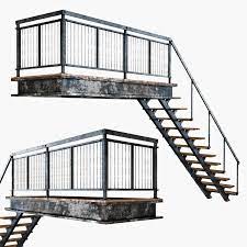 Exterior stairs may be used as exits in lieu of interior stairs provided they comply with all of the requirements for interior stairs, except enclosure, and except as modified below Exterior Stairs 3d Models Download 3d Models 3dbaza Com