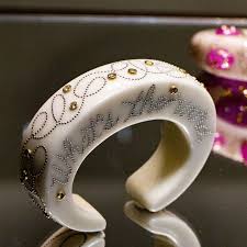 BAKELITE, STEEL, GOLD, AND DIAMOND CUFF BRACELET BY DANIEL BRUSH, NEW