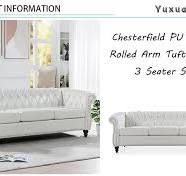 Amazon.com: 84" Modern Chesterfield Couch PU Leather, Rolled ...