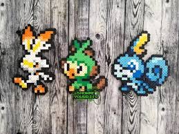 Pokemon Sword And Shield Starter Scorbunny Grookey Sobble Perler Sprites Hama Beads Pokemon Pokemon Perler Beads Pokemon Bead