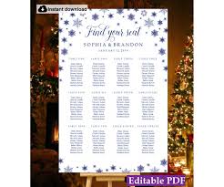 Snowflakes Wedding Seating Chart Winter Wonderland Wedding Seating Chart 013w