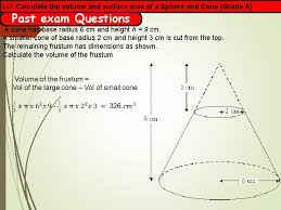 The formula for the total surface area of a right cone is t. Lo Calculate The Volume And Surface Area Of