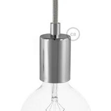 Chrome Flat Top Metal Socket Cover Kit Includes Ul E26 Socket Round Cylindrical Chrome Metal Strain Relief Lamp Parts In 2020 Metal Lighting Plug In Pendant Light Clamp Lamp
