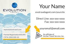 Travel agent specialist tropical theme business card. Visiting Card Travel Agency Sample