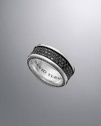 David Yurman Men S Streamline Three Row Band Ring With Black Diamonds Diamond Wedding Bands Black Diamond Black Diamond Ring