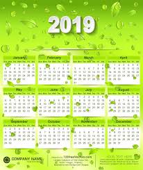 2019 Eco Green Wall Calendar Free Vector Vector Free Wall Calendar Calendar