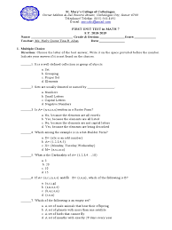 Write a second unit test. 1st Unit Test G7 Mathematical Concepts Teaching Mathematics