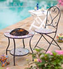 Our Versatile Elegant Mosaic Tile Fire Pit Converts To A Handy Accent Table Making This Gorgeous Piece Useful In Any W In 2020 Mosaic Tiles Side Table Fire Pit Table