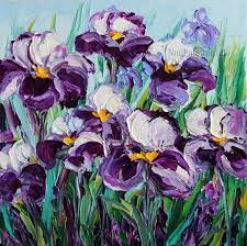 Iris Art Purple Flower Oil Painting Floral Field Impasto Etsy Iris Art Oil Painting Flowers Floral Painting