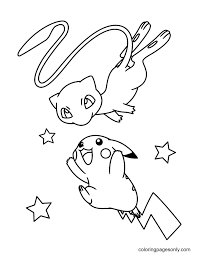 Pikachu is a pokemon mouse. Mew And Pikachu Coloring Pages Mew Coloring Pages Coloring Pages For Kids And Adults