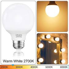 The light bulbs in my master bathroom and guest bathroom have been in since 2004, to the best of my memory. G25 Led Vanity Light Bulb 2700k Warm White Cotanic Globe Light Bulbs For Bathroom Vanity Mirror 500lm E26 Screw Base 5w 60w Incandescent Equivalent Non Dimmable Pack Of 4 Pricepulse