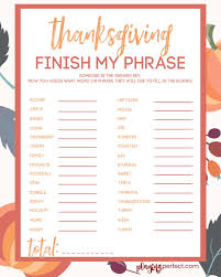 Thanksgiving Game Free Printable Finish My Phrase Playing Perfect Thanksgiving Games Free Games Fun Thanksgiving Games