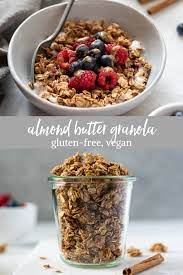 Almond Butter Granola Is A Healthy Homemade Granola Recipe Made With Only 5 Ingredients A Almond Butter Recipes Granola Recipe Healthy Homemade Granola Healthy