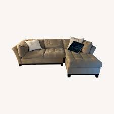 It's made from solid banak wood and has polyester blend upholstery in a neutral hue. Raymour Flanigan 2 Piece Right Hand Sectional Sofa Aptdeco