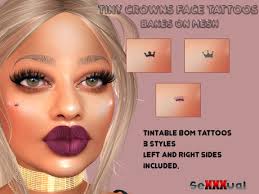 10 tasteful face tattoos for women & their meanings. Second Life Marketplace Sexxxual Tiny Crowns Face Tattoos Bom