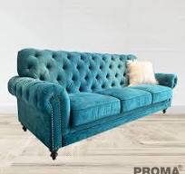 โซฟากำมะหยี่สีน้ำเงิน ชุดโซฟาห้องนั่งเล่น Blue Velvet Sectional Sofa Living  Room