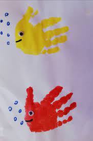 parmak boyasi balik okul oncesi elisi fikirleri cocuklar icin sanat egitimsel elisleri