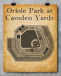 Oriole Park At Camden Yards Baseball Seating Chart 11x14 Unframed Art Print Great Sports Bar Decor And Gift Under 15 For Baseball Fans