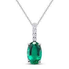 Natural Emerald Necklace Diamond Accents 10k White Gold Jared