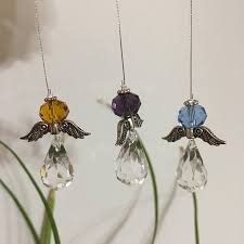 car rear mirror view crystal small teardrop angel small car etsy rear view mirror ornament crystals birthday stone