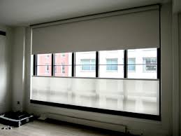 A White Sheer Lutron Motorized Bottom Up Shade And A Tan Black Out Shade Cover These Windows Close The Shade Custom Window Treatments Lutron Window Treatments