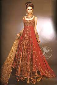 Red Double Layer Front Open Bridal Gown Gowns Pakistani Bridal Wear Pakistani Bridal Dresses