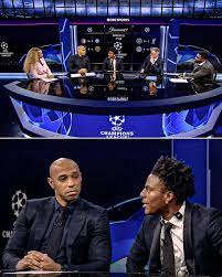 Speed ​​appeared as an analyst on CBS during Wednesday's Champions League matches 😂 Thierry Henry's look says it all 😅