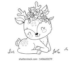 Cartoon baby deer coloring pages. Cute Cartoon Baby Deer Coloring Book Stock Vector Royalty Free 1436633279