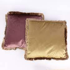 Cuscino color oro velluto : Decorazione Cuscino Ottica Di Velluto Con Fransenrand Color Oro Beige 45x45cm Ebay