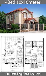Home Design 10x16m 4 Bedrooms Home Planssearch Architectural House Plans House Plans 2 Storey House Design