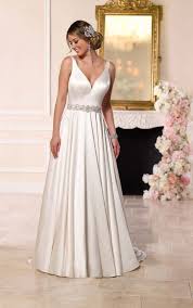 Trumpet mermaid high neck satin applique sleeveless sweep brush train wedding dresses. White Satin Wedding Gown Fashion Dresses