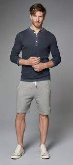 Summer Outfit Inspiration With A Navy Henley Gray Shorts No Show Socks White Converse Chuck T Spring Outfits Men Mens Fashion Summer Mens Fashion Casual Summer
