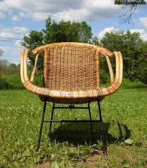 Vintage Mid Century Modern Wicker Rattan Iron Leg Bucket Scoop Basket Chair Midcenturymodern Basket Chair Antique Chairs Chair