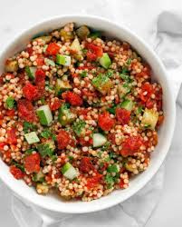 Soak couscous in water for about 5 minutes or until the water is completely absorbed. Harissa Roasted Tomato Cucumber Couscous Last Ingredient