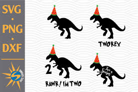 Rawr Two T Rex Birthday Svg Png Dxf Digital Files 755280 Illustrations Design Bundles