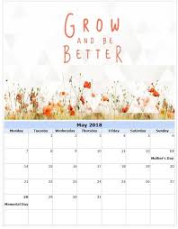 May 2018 Printable Calendar With Quotes 2018 Printable Calendar Printable Calendar Calendar