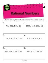 Compare Order Rational Numbers Decimals Rational Numbers Order Rational Numbers Decimals