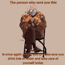 The Person Who Sent You This Is Once Again Sure You Drink Lots Owater And Take Care Of Yourself Today Meme Video Gifs Wholesome Meme Berniesanders Meme Inauguration Meme