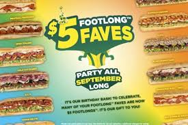 I have had the five dollar foot long song in my head for weeks now, so i decided to take it upon myself to rid of the problem by. Grubgradefive Dollar Footlong Faves At Subway In September Grubgrade