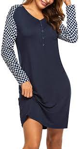زمن وابل تتفق ekouaer plus size sleep shirt long sleeve nightgown dress for  women - temperodemae.com