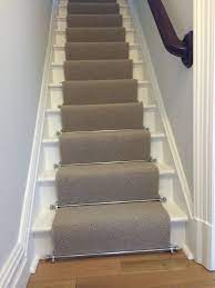 My Lovely Carpet Runner With Chrome Rods Carpet Staircase Staircase Makeover Stair Runner Carpet