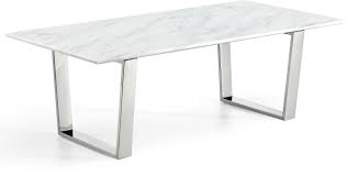 Poly & bark riley marble rectangle coffee table. Meridian Furniture Carlton Collection Modern Contemporary Marble Top Coffee Table With Stainless Steel Base And Polished Chrome Finish 48 W X 24 D X 16 H Buy Online In Antigua And