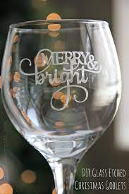 Diy Glass Etched Christmas Goblets Diy Glass Wine Glass Crafts Glass Etching