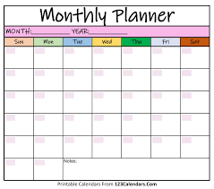 printable monthly planner templates 123calendars com