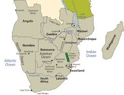 The south african plateau, as far as about 12° s, is bounded east, west and south by bands of high ground which fall steeply to the coasts. Southern Africa