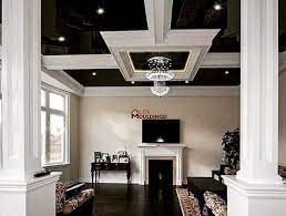 Produce elegant feel with coffered ceiling ideas from the easy flat coffered ceiling to coffered vaulted coffered ceiling along with coffered ceiling cost. White Ceiling Beams Black Glossy Stretch Ceiling Combo What Do You Think About That Ceiling De Coffered Ceiling Design Colored Ceiling Waffle Ceiling